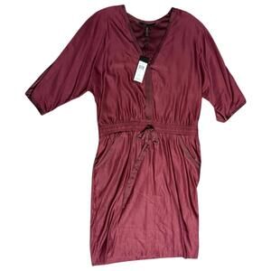 NWT BCBGMAXAZRIA port satin-look belted dress NWT S